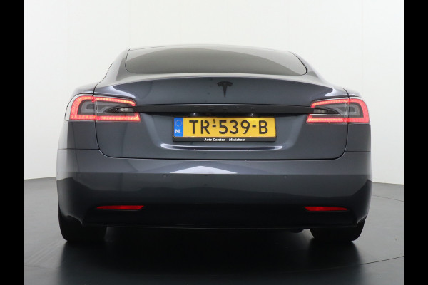 Tesla Model S 100D 100kwh accu 4wd 0-100 4.3sec. Leder Panoramadak Navi Ecc Led Adaptief Adap.Cruise Autopilot Luchtvering Premium Audio Carbon int. Lmv 21" Elek.Achterklep Wifi Verkeersbord detectie Dodehoek detector Keyless