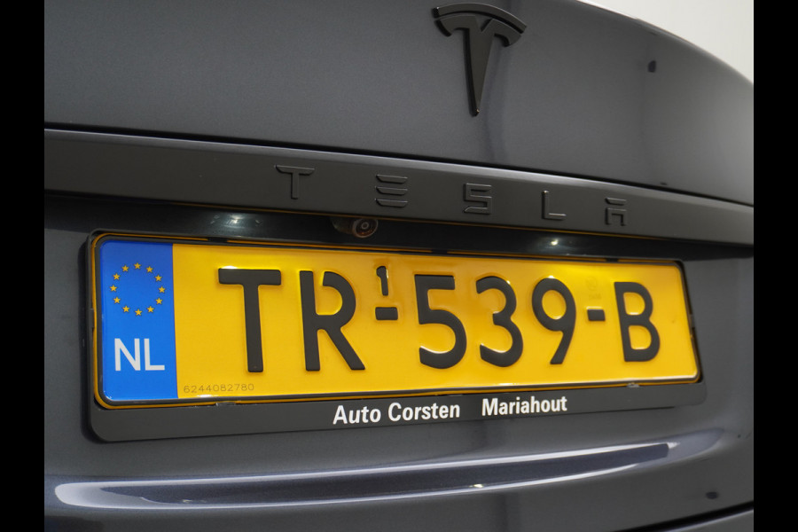 Tesla Model S 100D 100kwh accu 4wd 0-100 4.3sec. Leder Panoramadak Navi Ecc Led Adaptief Adap.Cruise Autopilot Luchtvering Premium Audio Carbon int. Lmv 21" Elek.Achterklep Wifi Verkeersbord detectie Dodehoek detector Keyless