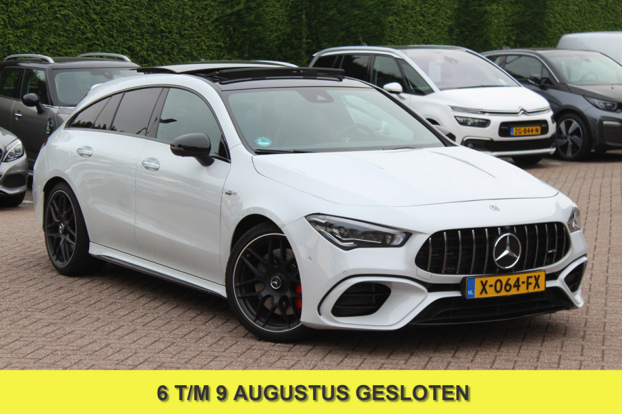 Mercedes-Benz CLA-Klasse Shooting Brake AMG 45 S 4MATIC+ Premium Plus / Panoramadak / 360Camera / Sportuitlaat / Schaalstoelen / Burmester / DAB / Dodehoek / Matrix LED / Memory seats / Navigatie