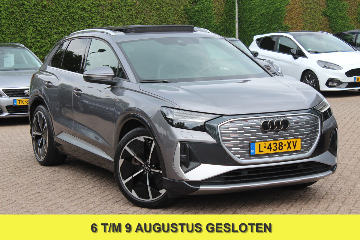Audi Q4 e-tron 40 Launch edition S Competition 77 kWh / SoH 93.7% / Full option! / Panoramadak / Camera / RS Stoelen / Head-up / 21'' / B&O / Matrix LED / Dodehoek / Keyless / Navigatie / Stoelverwarming / DAB / ACC