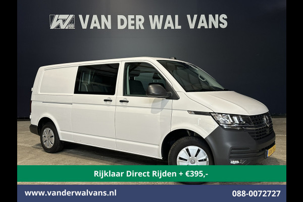 Volkswagen Transporter 2.0 TDI L2H1 Dubbele Cabine Euro6 *Rijklaar Direct Rijden* Airco | 5-Zits | Navigatie | Trekhaak | Apple Carplay Android Auto, Cruisecontrol, Parkeersensoren