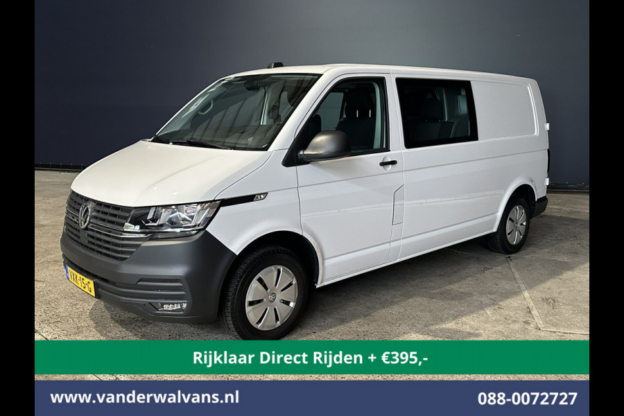 Volkswagen Transporter 2.0 TDI L2H1 Dubbele Cabine Euro6 *Rijklaar Direct Rijden* Airco | 5-Zits | Navigatie | Trekhaak | Apple Carplay Android Auto, Cruisecontrol, Parkeersensoren