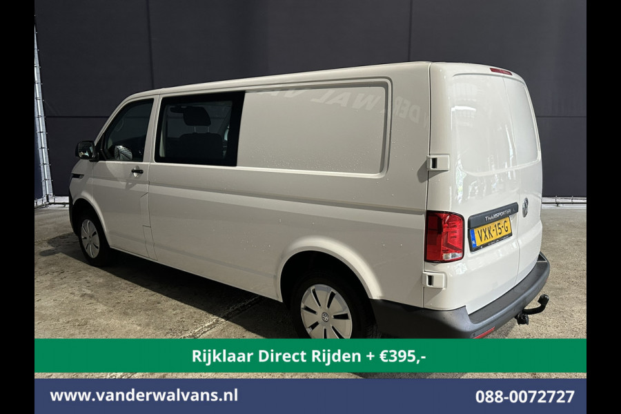 Volkswagen Transporter 2.0 TDI L2H1 Dubbele Cabine Euro6 *Rijklaar Direct Rijden* Airco | 5-Zits | Navigatie | Trekhaak | Apple Carplay Android Auto, Cruisecontrol, Parkeersensoren