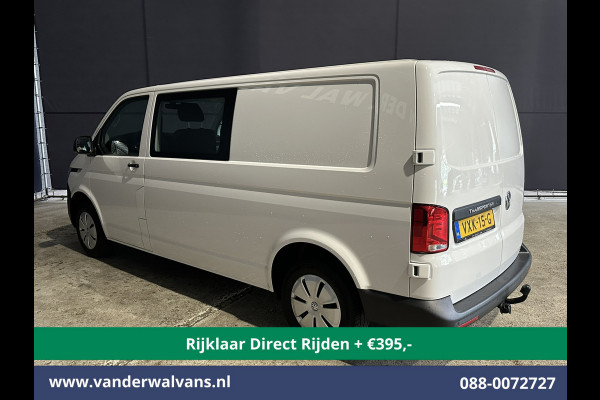 Volkswagen Transporter 2.0 TDI L2H1 Dubbele Cabine Euro6 *Rijklaar Direct Rijden* Airco | 5-Zits | Navigatie | Trekhaak | Apple Carplay Android Auto, Cruisecontrol, Parkeersensoren