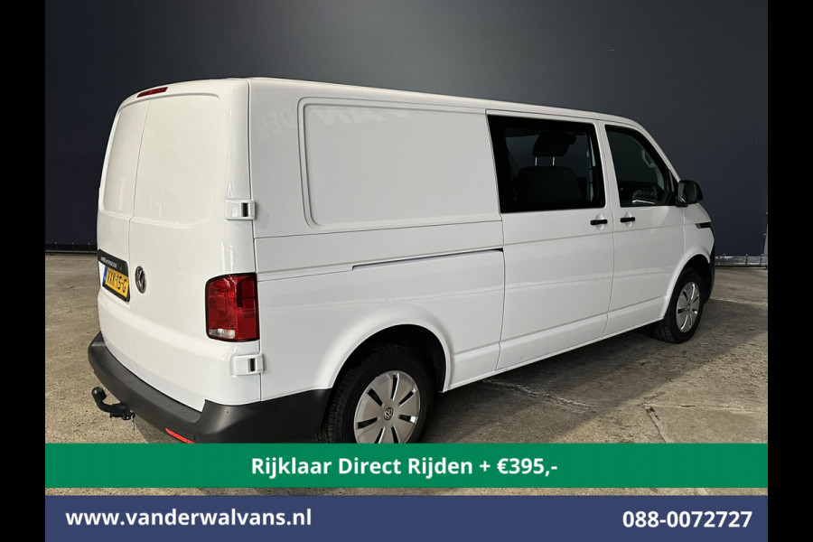 Volkswagen Transporter 2.0 TDI L2H1 Dubbele Cabine Euro6 *Rijklaar Direct Rijden* Airco | 5-Zits | Navigatie | Trekhaak | Apple Carplay Android Auto, Cruisecontrol, Parkeersensoren