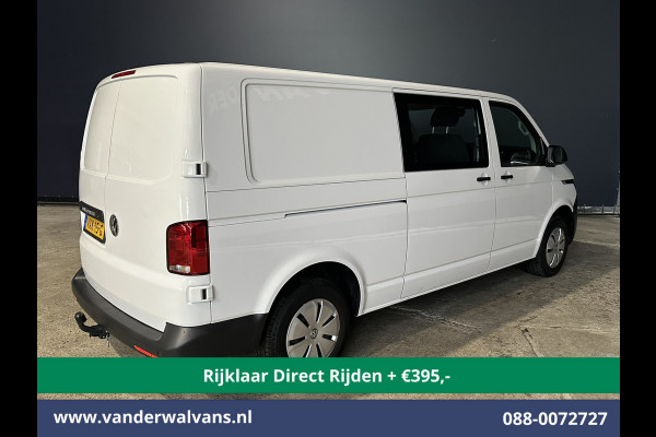 Volkswagen Transporter 2.0 TDI L2H1 Dubbele Cabine Euro6 *Rijklaar Direct Rijden* Airco | 5-Zits | Navigatie | Trekhaak | Apple Carplay Android Auto, Cruisecontrol, Parkeersensoren