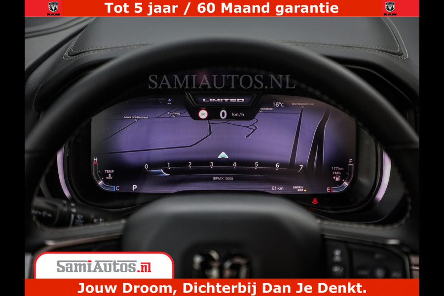 Dodge Ram 1500 Limited Night H.O 540HP 706Nm | Massage + Full Option | De Meest Luxe en Volle Pick-Up in zijn Klasse | Comfortabele Dubbele Cabine met Royale 5 Zitplaatsen | BPM vrij | Nu Leverbaar uit Voorraad | Voorraad Nr 2329 - 5135