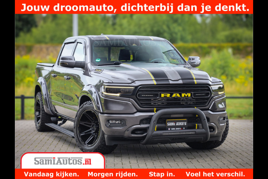 Dodge Ram 1500 LIMITED CUSTOM | FULL OPTION | LUCHT REMSYSTEEM | LUCHT VERING | 360 CAM | 200L LPG | PANORAMA | 4X4 V8 5.7 | 3500KG | MEMORY | WIDE BODYKIT | AMBILIGHT | MICKEY THOMPSON BANDEN |