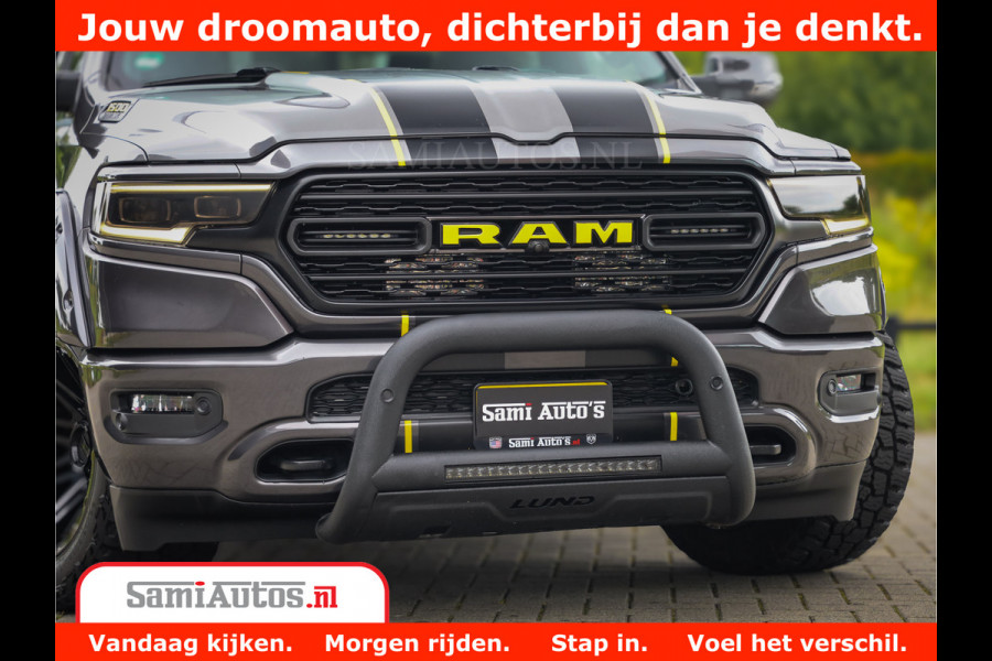 Dodge Ram 1500 LIMITED CUSTOM | FULL OPTION | LUCHT REMSYSTEEM | LUCHT VERING | 360 CAM | 200L LPG | PANORAMA | 4X4 V8 5.7 | 3500KG | MEMORY | WIDE BODYKIT | AMBILIGHT | MICKEY THOMPSON BANDEN |