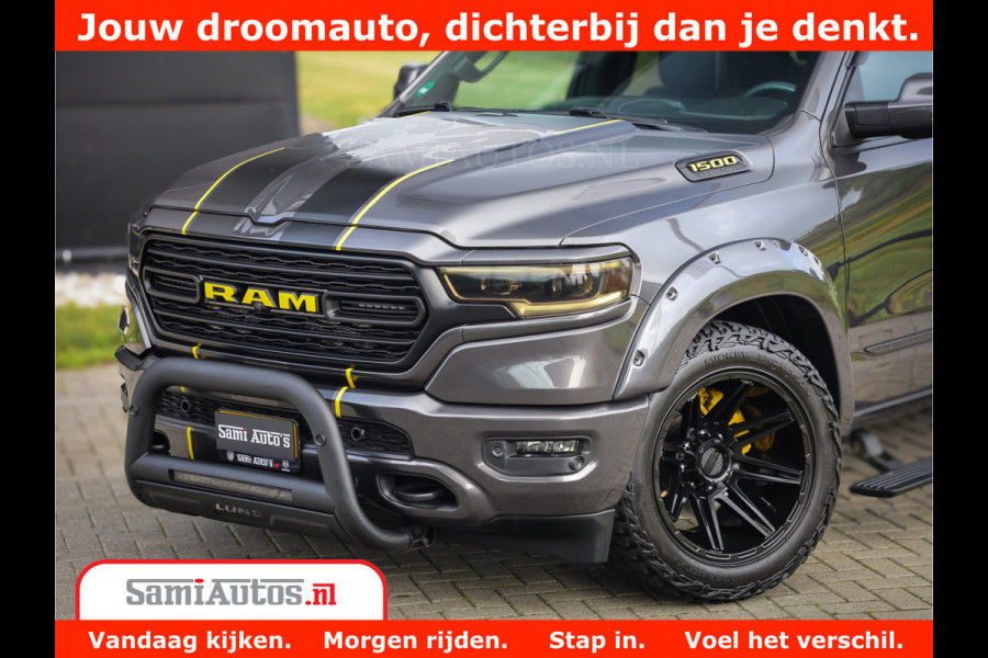 Dodge Ram 1500 LIMITED CUSTOM | FULL OPTION | LUCHT REMSYSTEEM | LUCHT VERING | 360 CAM | 200L LPG | PANORAMA | 4X4 V8 5.7 | 3500KG | MEMORY | WIDE BODYKIT | AMBILIGHT | MICKEY THOMPSON BANDEN |