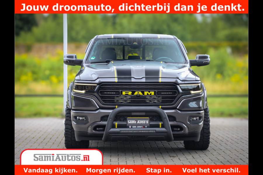 Dodge Ram 1500 LIMITED CUSTOM | FULL OPTION | LUCHT REMSYSTEEM | LUCHT VERING | 360 CAM | 200L LPG | PANORAMA | 4X4 V8 5.7 | 3500KG | MEMORY | WIDE BODYKIT | AMBILIGHT | MICKEY THOMPSON BANDEN |