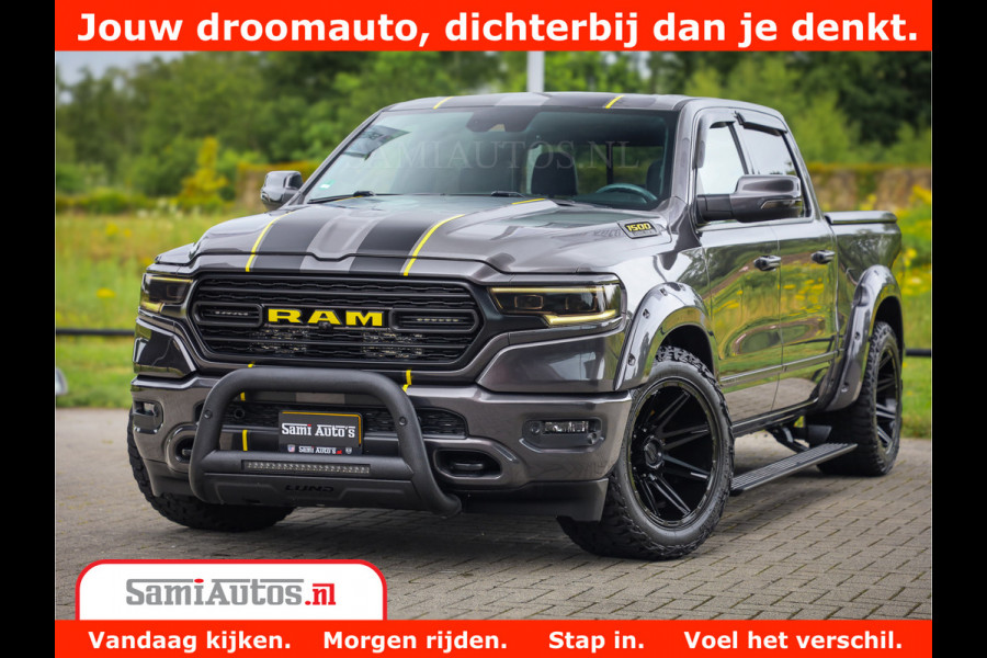 Dodge Ram 1500 LIMITED CUSTOM | FULL OPTION | LUCHT REMSYSTEEM | LUCHT VERING | 360 CAM | 200L LPG | PANORAMA | 4X4 V8 5.7 | 3500KG | MEMORY | WIDE BODYKIT | AMBILIGHT | MICKEY THOMPSON BANDEN |
