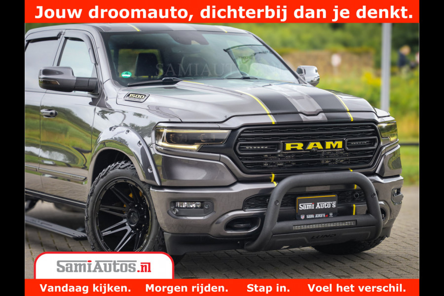 Dodge Ram 1500 LIMITED CUSTOM | FULL OPTION | LUCHT REMSYSTEEM | LUCHT VERING | 360 CAM | 200L LPG | PANORAMA | 4X4 V8 5.7 | 3500KG | MEMORY | WIDE BODYKIT | AMBILIGHT | MICKEY THOMPSON BANDEN |