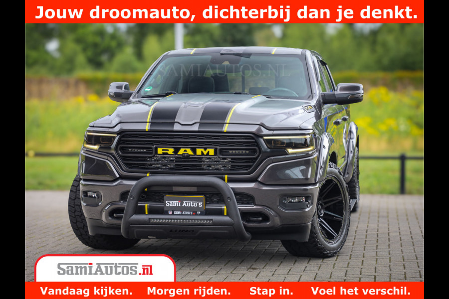 Dodge Ram 1500 LIMITED CUSTOM | FULL OPTION | LUCHT REMSYSTEEM | LUCHT VERING | 360 CAM | 200L LPG | PANORAMA | 4X4 V8 5.7 | 3500KG | MEMORY | WIDE BODYKIT | AMBILIGHT | MICKEY THOMPSON BANDEN |