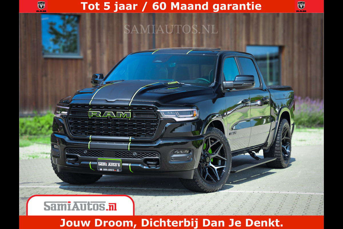 Dodge Ram 1500 Limited Night High Output 540HP 706Nm | Massage + Full Option | De Meest Luxe en Volle Pick-Up in zijn Klasse | Comfortabele Dubbele Cabine met Royale 5 Zitplaatsen | BPM vrij | Nu Leverbaar uit Voorraad | Voorraad Nr 2300 - 7689