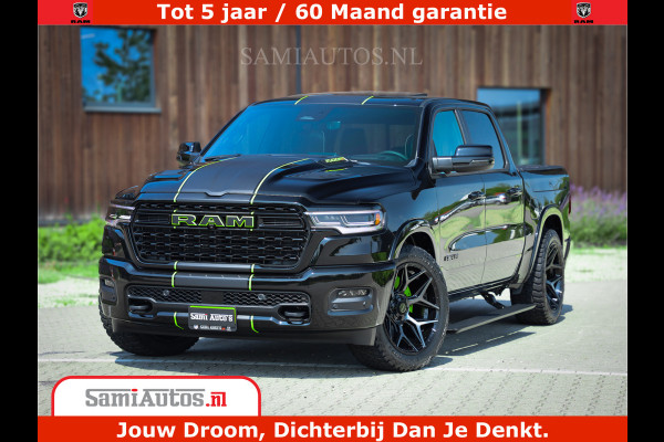 Dodge Ram 1500 Limited Night High Output 540HP 706Nm | Massage + Full Option | De Meest Luxe en Volle Pick-Up in zijn Klasse | Comfortabele Dubbele Cabine met Royale 5 Zitplaatsen | BPM vrij | Nu Leverbaar uit Voorraad | Voorraad Nr 2300 - 7689