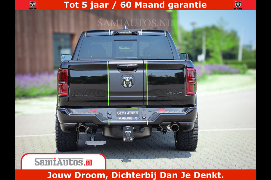 Dodge Ram 1500 Limited Night High Output 540HP 706Nm | Massage + Full Option | De Meest Luxe en Volle Pick-Up in zijn Klasse | Comfortabele Dubbele Cabine met Royale 5 Zitplaatsen | BPM vrij | Nu Leverbaar uit Voorraad | Voorraad Nr 2300 - 7689