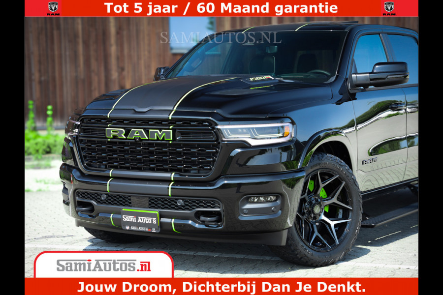 Dodge Ram 1500 Limited Night High Output 540HP 706Nm | Massage + Full Option | De Meest Luxe en Volle Pick-Up in zijn Klasse | Comfortabele Dubbele Cabine met Royale 5 Zitplaatsen | BPM vrij | Nu Leverbaar uit Voorraad | Voorraad Nr 2300 - 7689