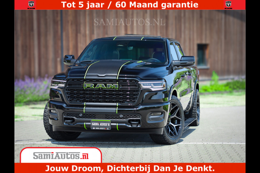 Dodge Ram 1500 Limited Night High Output 540HP 706Nm | Massage + Full Option | De Meest Luxe en Volle Pick-Up in zijn Klasse | Comfortabele Dubbele Cabine met Royale 5 Zitplaatsen | BPM vrij | Nu Leverbaar uit Voorraad | Voorraad Nr 2300 - 7689