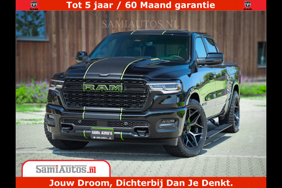 Dodge Ram 1500 Limited Night High Output 540HP 706Nm | Massage + Full Option | De Meest Luxe en Volle Pick-Up in zijn Klasse | Comfortabele Dubbele Cabine met Royale 5 Zitplaatsen | BPM vrij | Nu Leverbaar uit Voorraad | Voorraad Nr 2300 - 7689