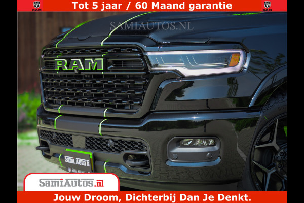 Dodge Ram 1500 Limited Night High Output 540HP 706Nm | Massage + Full Option | De Meest Luxe en Volle Pick-Up in zijn Klasse | Comfortabele Dubbele Cabine met Royale 5 Zitplaatsen | BPM vrij | Nu Leverbaar uit Voorraad | Voorraad Nr 2300 - 7689