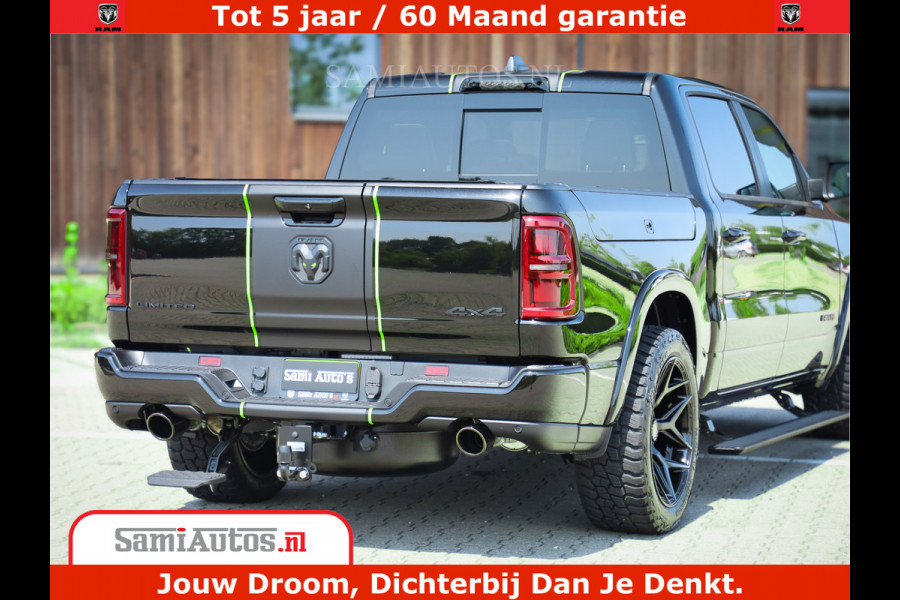 Dodge Ram 1500 Limited Night High Output 540HP 706Nm | Massage + Full Option | De Meest Luxe en Volle Pick-Up in zijn Klasse | Comfortabele Dubbele Cabine met Royale 5 Zitplaatsen | BPM vrij | Nu Leverbaar uit Voorraad | Voorraad Nr 2300 - 7689