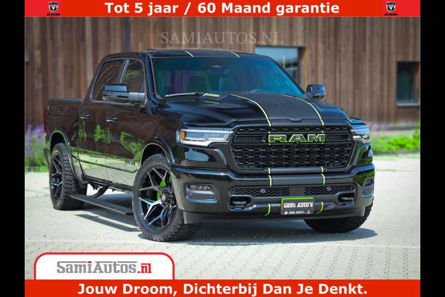 Dodge Ram 1500 Limited Night High Output 540HP 706Nm | Massage + Full Option | De Meest Luxe en Volle Pick-Up in zijn Klasse | Comfortabele Dubbele Cabine met Royale 5 Zitplaatsen | BPM vrij | Nu Leverbaar uit Voorraad | Voorraad Nr 2300 - 7689