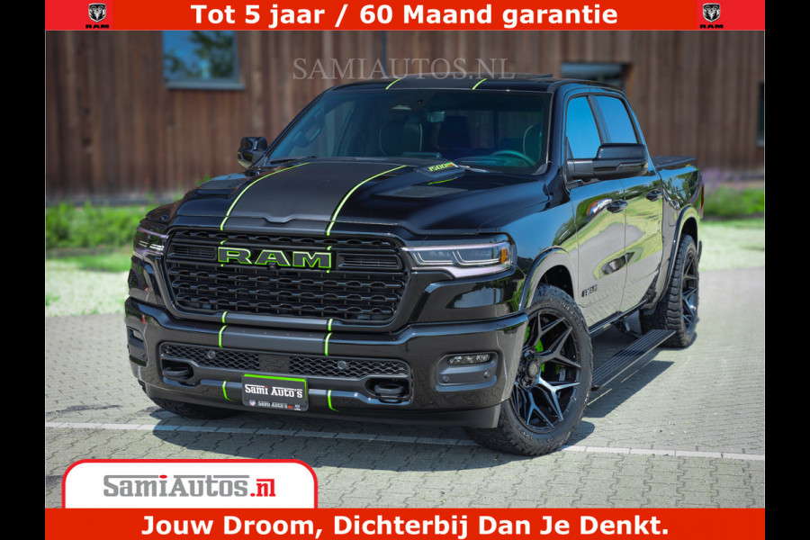 Dodge Ram 1500 Limited Night High Output 540HP 706Nm | Massage + Full Option | De Meest Luxe en Volle Pick-Up in zijn Klasse | Comfortabele Dubbele Cabine met Royale 5 Zitplaatsen | BPM vrij | Nu Leverbaar uit Voorraad | Voorraad Nr 2300 - 7689