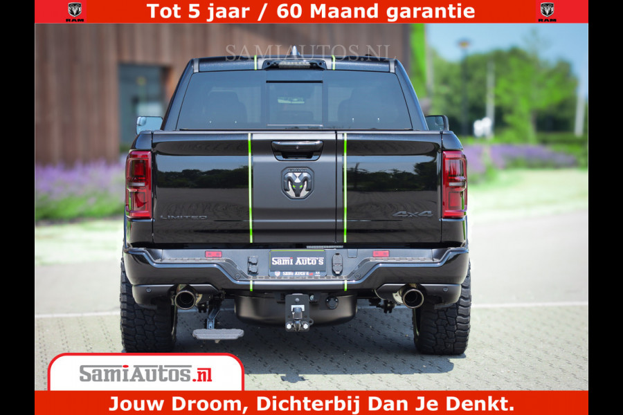 Dodge Ram 1500 Limited Night High Output 540HP 706Nm | Massage + Full Option | De Meest Luxe en Volle Pick-Up in zijn Klasse | Comfortabele Dubbele Cabine met Royale 5 Zitplaatsen | BPM vrij | Nu Leverbaar uit Voorraad | Voorraad Nr 2300 - 7689