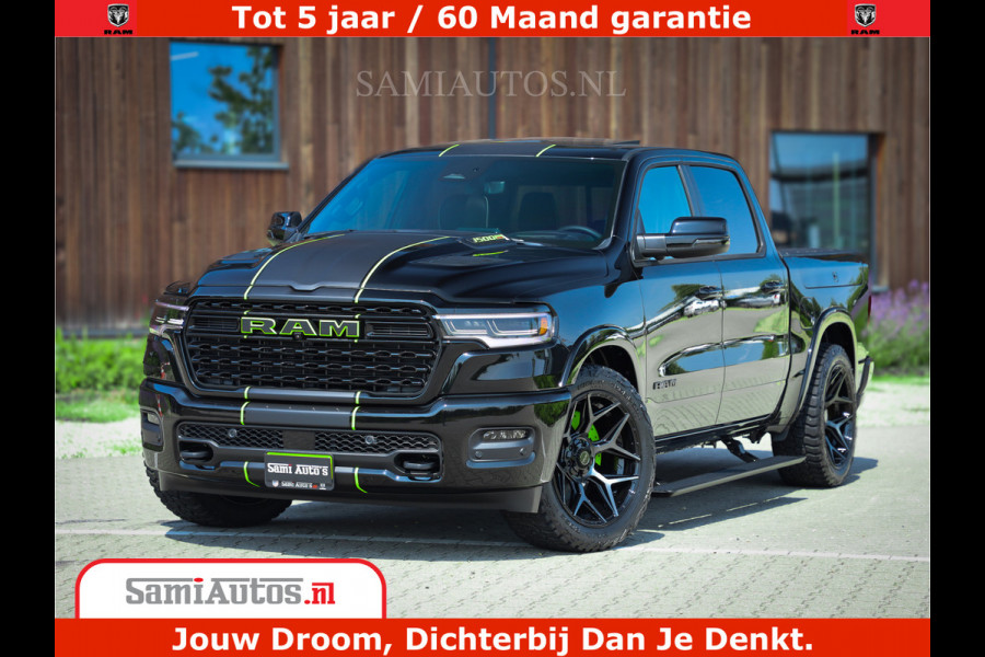 Dodge Ram 1500 Limited Night High Output 540HP 706Nm | Massage + Full Option | De Meest Luxe en Volle Pick-Up in zijn Klasse | Comfortabele Dubbele Cabine met Royale 5 Zitplaatsen | BPM vrij | Nu Leverbaar uit Voorraad | Voorraad Nr 2300 - 7689