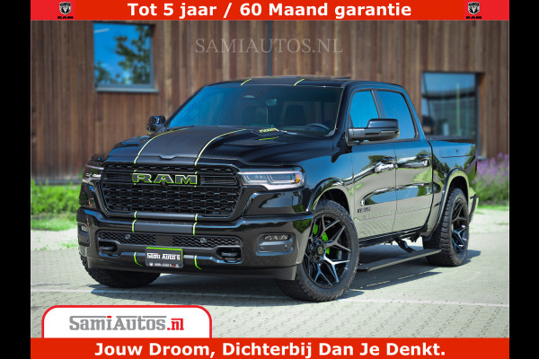 Dodge Ram 1500 Limited Night High Output 540HP 706Nm | Massage + Full Option | De Meest Luxe en Volle Pick-Up in zijn Klasse | Comfortabele Dubbele Cabine met Royale 5 Zitplaatsen | BPM vrij | Nu Leverbaar uit Voorraad | Voorraad Nr 2300 - 7689