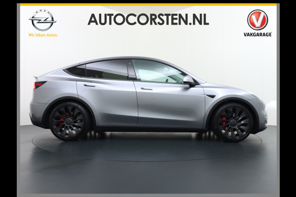 Tesla Model Y Performance 534pk 0-100 3,8 sec. AWD 78,1kWh Warmtepomp 21"Lmv FSD-Comp.3 AutoPilot Carbon-Spoiler Elekr.Achterklep AMD Ryzen-pr 3x Camera Navi Led ACC DAB Keyless en Interieur Pre-Heat/Cooling via App One-Pedal-Drive Rode Remklauwen Garantie op Accu 14-02-2032 max. 192.000km max. 250Kw laadvermogen 1.600KG Trekvermogen!