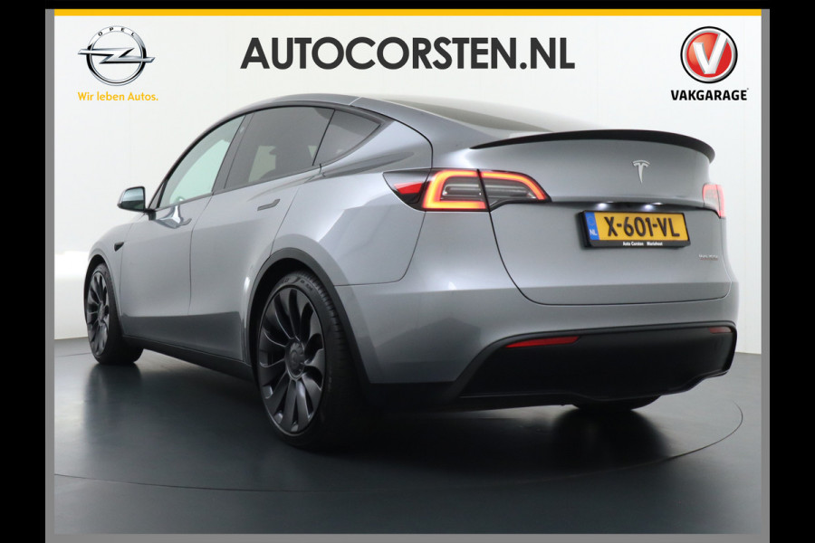 Tesla Model Y Performance 534pk 0-100 3,8 sec. AWD 78,1kWh Warmtepomp 21"Lmv FSD-Comp.3 AutoPilot Carbon-Spoiler Elekr.Achterklep AMD Ryzen-pr 3x Camera Navi Led ACC DAB Keyless en Interieur Pre-Heat/Cooling via App One-Pedal-Drive Rode Remklauwen Garantie op Accu 14-02-2032 max. 192.000km max. 250Kw laadvermogen 1.600KG Trekvermogen!