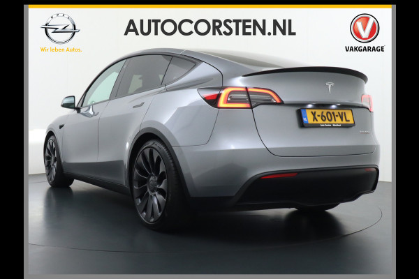 Tesla Model Y Performance 534pk 0-100 3,8 sec. AWD 78,1kWh Warmtepomp 21"Lmv FSD-Comp.3 AutoPilot Carbon-Spoiler Elekr.Achterklep AMD Ryzen-pr 3x Camera Navi Led ACC DAB Keyless en Interieur Pre-Heat/Cooling via App One-Pedal-Drive Rode Remklauwen Garantie op Accu 14-02-2032 max. 192.000km max. 250Kw laadvermogen 1.600KG Trekvermogen!