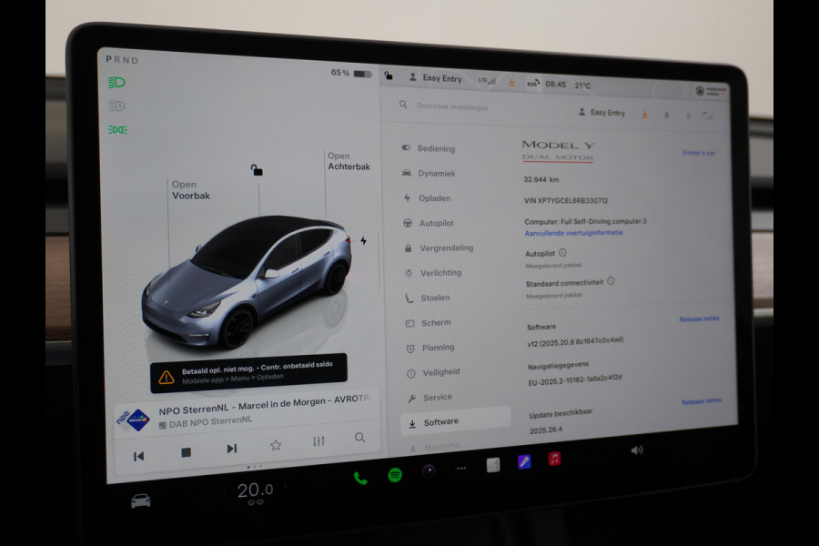 Tesla Model Y Performance 534pk 0-100 3,8 sec. AWD 78,1kWh Warmtepomp 21"Lmv FSD-Comp.3 AutoPilot Carbon-Spoiler Elekr.Achterklep AMD Ryzen-pr 3x Camera Navi Led ACC DAB Keyless en Interieur Pre-Heat/Cooling via App One-Pedal-Drive Rode Remklauwen Garantie op Accu 14-02-2032 max. 192.000km max. 250Kw laadvermogen 1.600KG Trekvermogen!