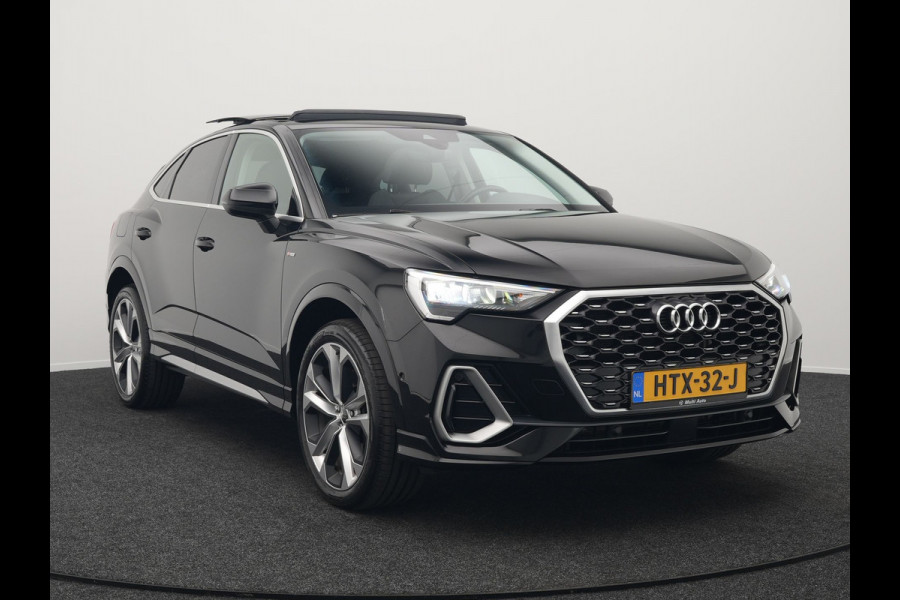 Audi Q3 Sportback 45 TFSI e S Line Plug In Hybrid 245pk PHEV | Trekhaak af Fabriek | Panodak | Adaptive Cruise | 20"L.M | Apple Carplay | Virtual | Sportstoelen Verwarmd | Camera | Navi |