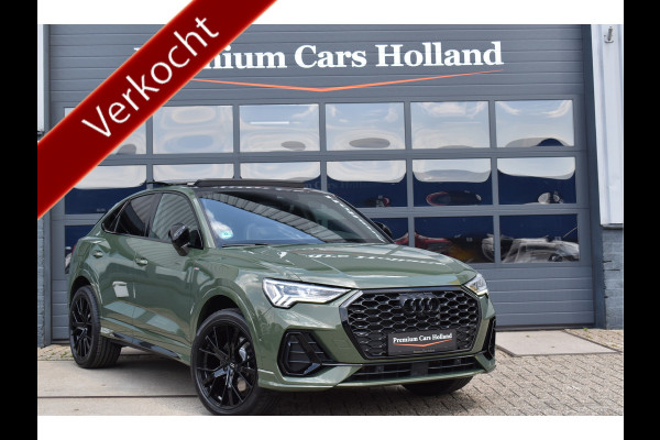 Audi Q3 Sportback 45 TFSI e S-Line Black Ed Uniek District Groen Metallic Pano Memory Navi 360 Camera Leder Trekhaak 20 Inch