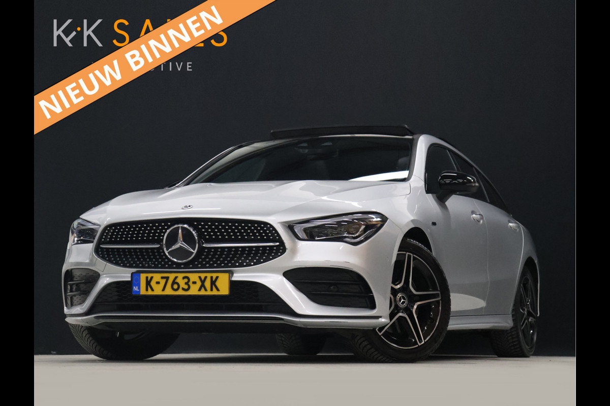 Mercedes-Benz CLA-Klasse Shooting Brake 250 e Business Solution AMG Limited [SCHUIFKANTELDAK, MEMORY SEATS, CAMERA, PDC V+A, CRUISE CONTROL, SFEERVERLICHTING, STOELVERWARMING, BLUETOOTH, NAVIGATIE, AIRCO, AMG PAKKET, NIEUWSTAAT]