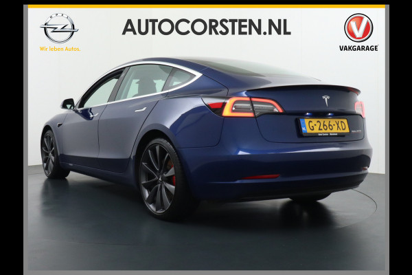 Tesla Model 3 Performance 513pk 3,4 sec 0-100 ! Long Range 20"lm FSD-computer 3 AutoPilot Carbon-Spoiler Premium-HiFi Pano.dak Camera Leer Ada Navigatiesysteem full map LED-a+v Comfortstoel(en) ACC Dual-ECC DAB Voorverwarmen interieur via App Keyless via Telefoonsleutel One-Pedal-Drive 4wd Rode Remklauwen Carbon-Spoiler Premium Audio Veel grip door 4WD vierwielaandrijving.  Origineel Nederlandse auto ! nieuwprijs euro 65.680 euro Accu garantie 23-12-2027