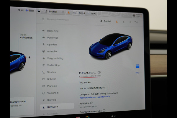 Tesla Model 3 Performance 513pk 3,4 sec 0-100 ! Long Range 20"lm FSD-computer 3 AutoPilot Carbon-Spoiler Premium-HiFi Pano.dak Camera Leer Ada Navigatiesysteem full map LED-a+v Comfortstoel(en) ACC Dual-ECC DAB Voorverwarmen interieur via App Keyless via Telefoonsleutel One-Pedal-Drive 4wd Rode Remklauwen Carbon-Spoiler Premium Audio Veel grip door 4WD vierwielaandrijving.  Origineel Nederlandse auto ! nieuwprijs euro 65.680 euro Accu garantie 23-12-2027