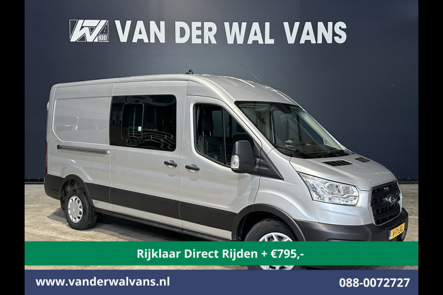 Ford Transit 2.0 TDCI 131pk L3H2 Dubbele Cabine Euro6 * Rijklaar Direct Rijden* Airco | 6-Zits | LED | 2500kg Trekhaak | Cruisecontrol Verwarmde voorruit, Parkeersensoren