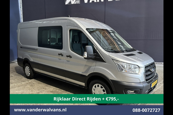 Ford Transit 2.0 TDCI 131pk L3H2 Dubbele Cabine Euro6 * Rijklaar Direct Rijden* Airco | 6-Zits | LED | 2500kg Trekhaak | Cruisecontrol Verwarmde voorruit, Parkeersensoren