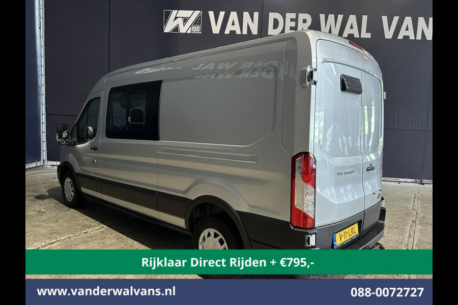 Ford Transit 2.0 TDCI 131pk L3H2 Dubbele Cabine Euro6 * Rijklaar Direct Rijden* Airco | 6-Zits | LED | 2500kg Trekhaak | Cruisecontrol Verwarmde voorruit, Parkeersensoren