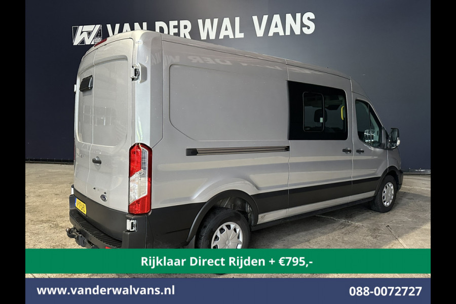 Ford Transit 2.0 TDCI 131pk L3H2 Dubbele Cabine Euro6 * Rijklaar Direct Rijden* Airco | 6-Zits | LED | 2500kg Trekhaak | Cruisecontrol Verwarmde voorruit, Parkeersensoren
