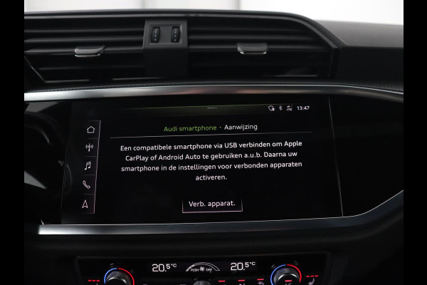 Audi Q3 35 TFSI S Line Pro Line S | Panoramadak | Stoelverwarming | Adaptive cruise | Carplay | Trekhaak | Keyless | Virual Cockpit | Half leder | DAB | Full LED