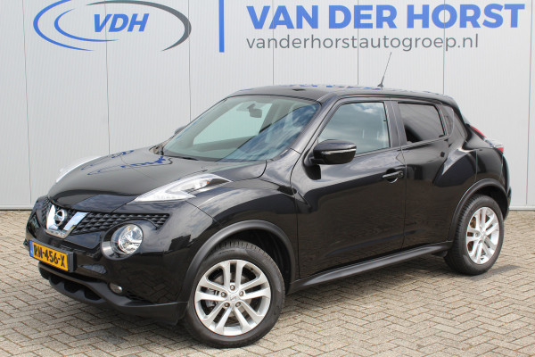 Nissan Juke 1.2-116pk DIG-T S/S Acenta. Zeer nette en goed onderhouden hoogzitter ! Autm. airco, camera, trekhaak, LM wielen, airco, cruise control, navigatie, telefoonvoorb., All season banden, privacy glass etc