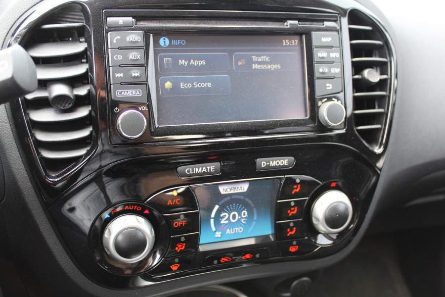 Nissan Juke 1.2-116pk DIG-T S/S Acenta. Zeer nette en goed onderhouden hoogzitter ! Autm. airco, camera, trekhaak, LM wielen, airco, cruise control, navigatie, telefoonvoorb., All season banden, privacy glass etc