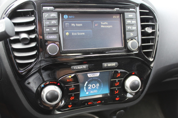 Nissan Juke 1.2-116pk DIG-T S/S Acenta. Zeer nette en goed onderhouden hoogzitter ! Autm. airco, camera, trekhaak, LM wielen, airco, cruise control, navigatie, telefoonvoorb., All season banden, privacy glass etc