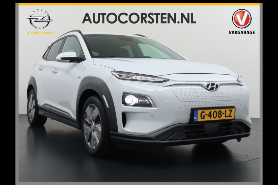 Hyundai Kona EV 64kWh 204pk Premium Leer Head-Up Display Apple Carplay Android Navi Camera Elektr.Stoelen+Verwarmd Adaptive Cruise/Stop&Go Ze Pdc Subwoofer Bluetooth Dodehoek detector Privacy Glas Rijstrooksensor