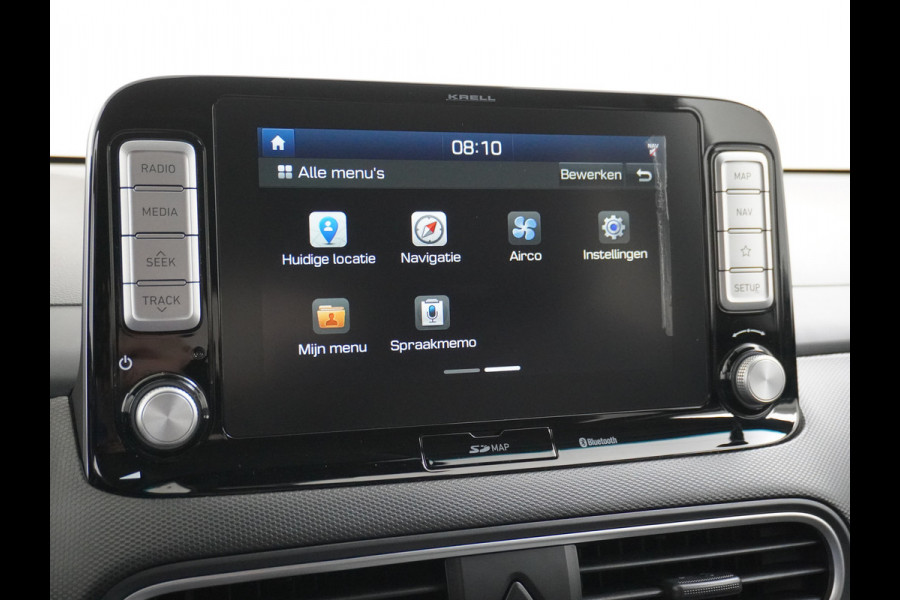 Hyundai Kona EV 64kWh 204pk Premium Leer Head-Up Display Apple Carplay Android Navi Camera Elektr.Stoelen+Verwarmd Adaptive Cruise/Stop&Go Ze Pdc Subwoofer Bluetooth Dodehoek detector Privacy Glas Rijstrooksensor